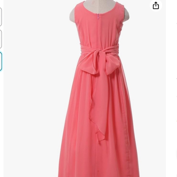 Happy Rose NWT Junior Girls Long Chiffon Coral Party Dress Size 16 - Picture 2 of 9